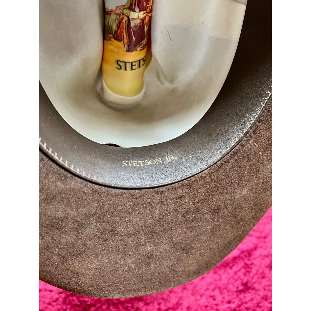 Vintage Brown Wool Cowboy Hat with Silver Conchos Western Style - Stetson Junior - Picture 13 of 13